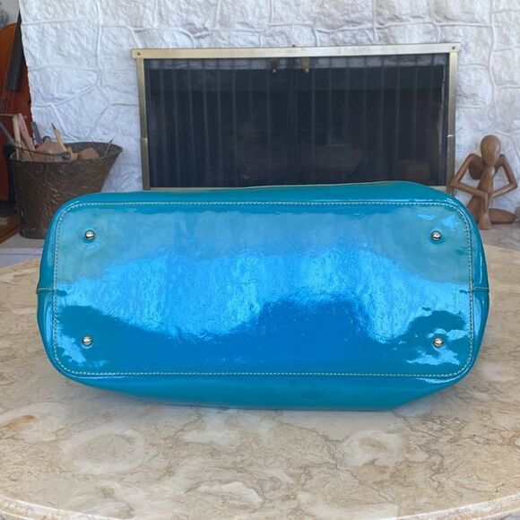 Dooney & Bourke Patent Extra Large Shopper Tote Turquoise Teal - Picture 3 of 14